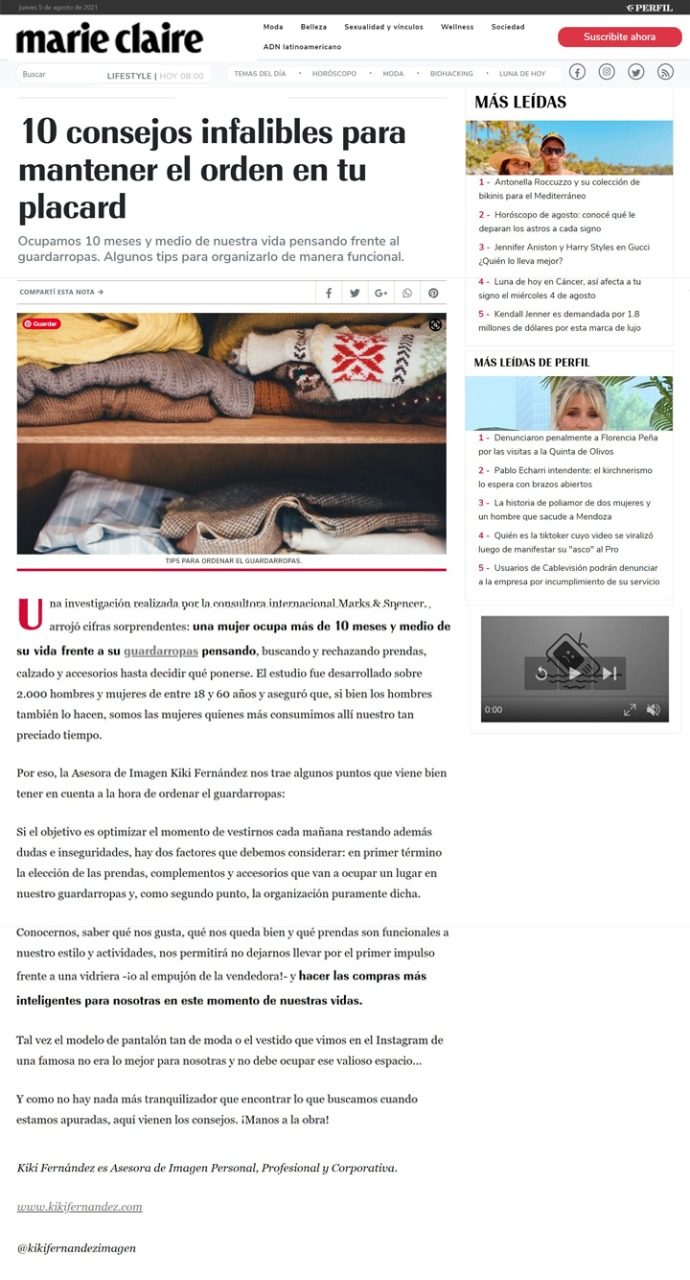 Marie Claire - Orden en el placard