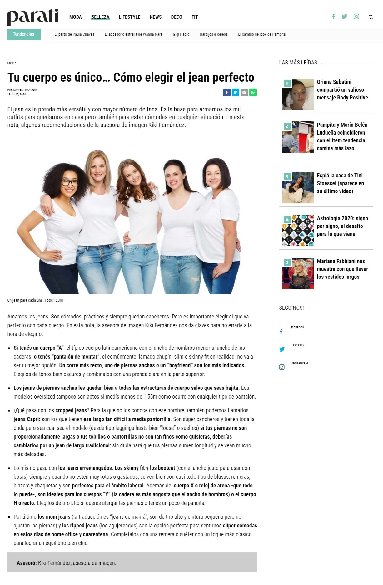 Nota en Para Ti: jean perfecto